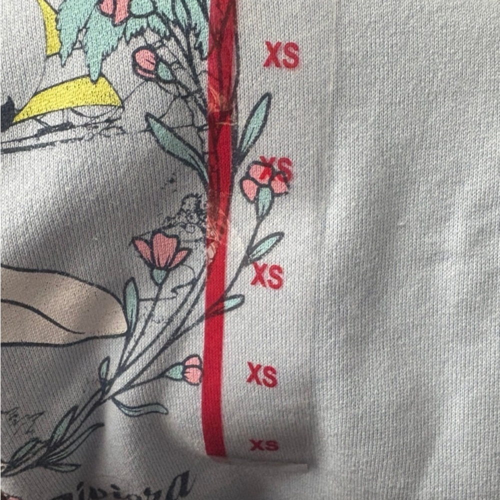 BETTY BOOP ST. TROPEZ BABY BLUE TROPICAL VACATION GRAPHIC CREWNECK SWEATSHIRT XS - Picture 3 of 5
